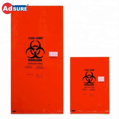 Customized A3 Medical Biohazard Polypropylene Autoclave Indicator Bags with Temperature Indicator Patch